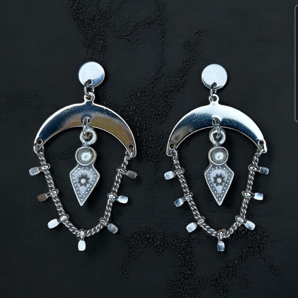 Edgy Silver Dangle Earrings